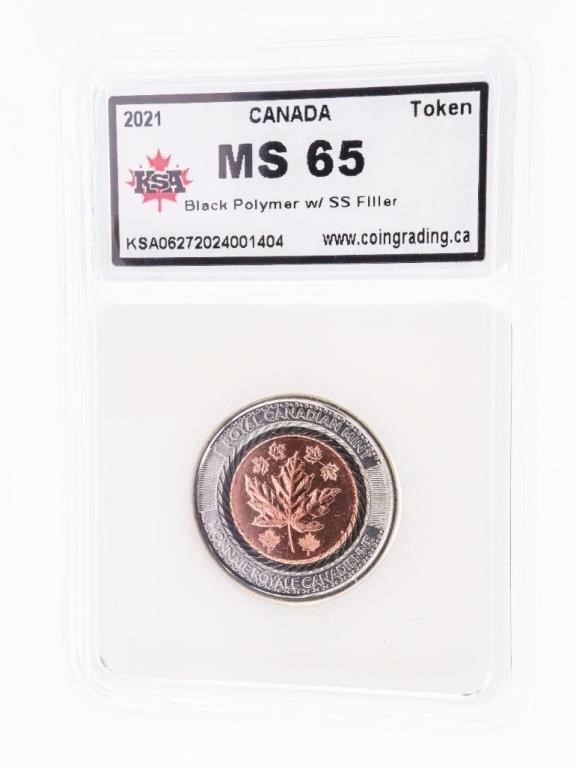 2021 Canada Token MS 65 KSA -Black Polymer w/SS Fi