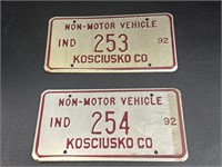 License Plates, Non-Motor Vehicle, Kosciusko