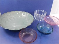 Glass Bowl Lot--Handblown, whtm, and More