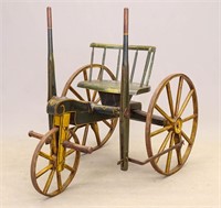 19th c. Wooden Painted Velocipede
