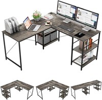 Bestier L Shaped Desk with Shelves 95.2 Inch