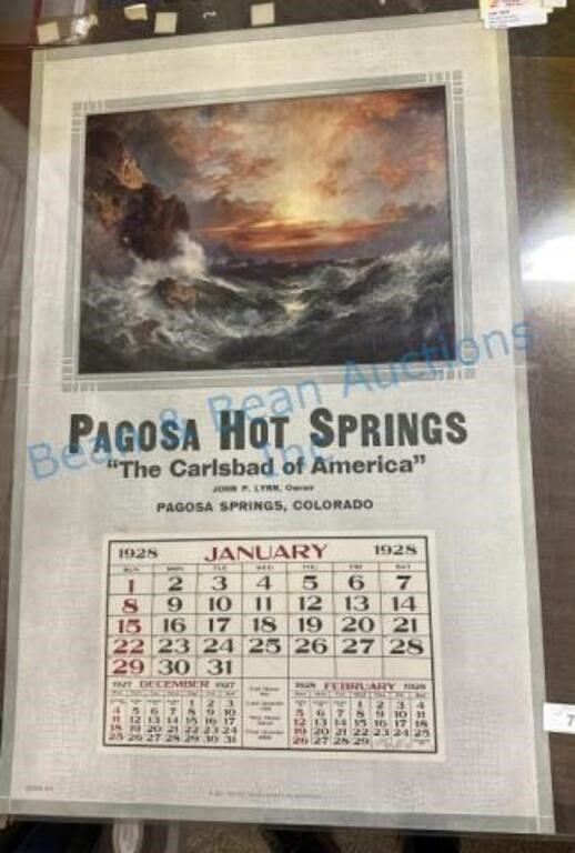 1928 Pagosa, Hot Springs advertising Callender