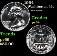 Proof 1964 Washington Quarter 25c Grades GEM++ Pro