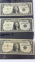 (3) BLUE SEAL SILVER CERTIFICATES