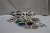 Silver plate, trays, 13 & 10.25", serving plate,