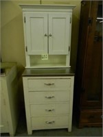 White 4-Drawer Utility Cabinet with Metal top,