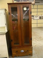 Wood 6-Hole Gun Cabinet with Drawer, Has Key,