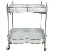 METAL 2 TIER CLOVER SHAPED BAR CART, SILVER $139