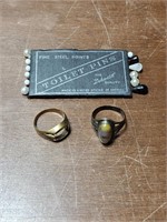 2 OLD RINGS AND TOILET PINS