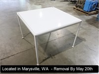 38" X 38" WHITE METAL TABLE