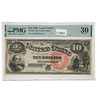 FR 105 1880 $10 JACKASS LEGAL TENDER PMG VF-30