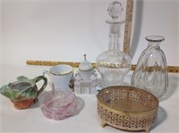 Vase, mug, decanter, painted dish