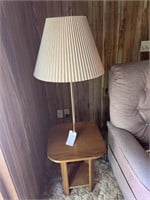 Oak Side Table w/ Lamp