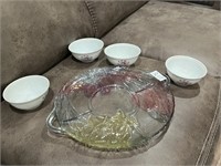 4 China Bowls & Floral Platter