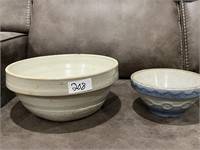 2 Vintage Stoneware Crock Mixing Serving Bowls