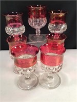 (7) Cranberry Thumbprint Goblets