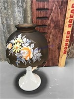 Fairy lamp--white base and brown shade w/ flowers