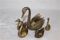 4 - Brass Swans -1 Planter - Mid-Century