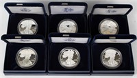 US PROOF SILVER EAGLE LOT OF 6