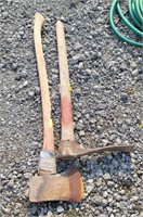 (Q) Lot with Wooden Axe and Hoe
