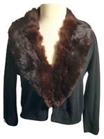 Wool Sweater with Mink Collar