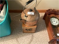 copper pot and wood box