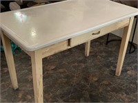 Country Table with Porcelain Enamel Top 48"x27"