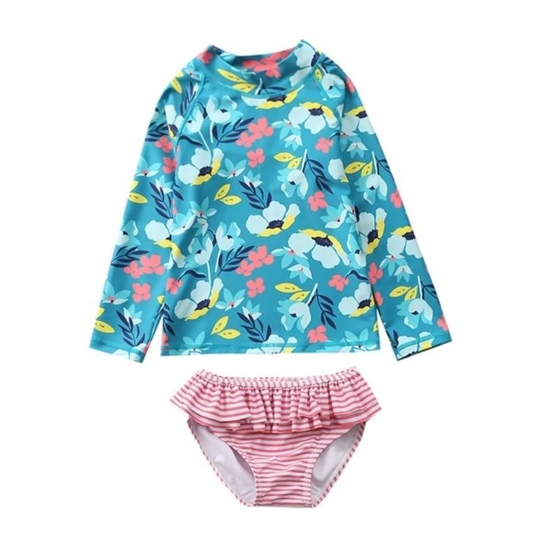 New size 100/L Girls Swimsuit Long Sleeve Anti UV