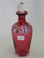 Cranberry decorated 5 1/2" bottle
