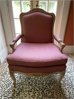 French style open arm chair with upholstered seat