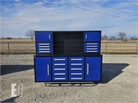 7' BLUE WORK BENCH WITH TOP SHELF