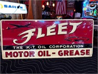 23 x 10” Metal Embossed Fleet Motor Oil Sign
