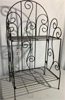 Iron Plant Stand, 2 shelf, folding, 33" h x 18" w