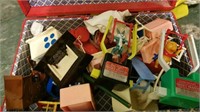 Vintage toy trunk and flipper toys
