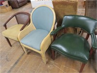 3 CHAIRS -- CLOTH & PLEATHER