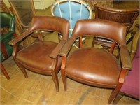 PAIR OF PLEATHER ARM CHAIRS
