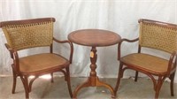 Perfect Size Round Table w 2 Rope Wicker Chairs R7