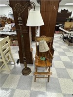 Floor Lamp, Bakelite Lamp & Refinished High Chair