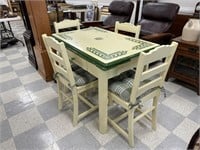 1950's Enameled Kitchen Table & 4 Matching Chairs