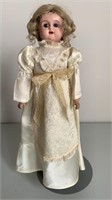 Antique tin Minerva doll - cloth body 15"