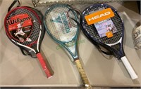 Tennis rackets - lot of 3 - Wilson, Head, Kennex -