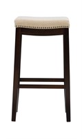 B9914  Linon Counter Stool 26 Beige/ Dark Walnut