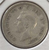 Silver 1942 Canadian dime