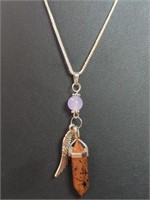 925 stamped 18-in necklace with gemstone angel
