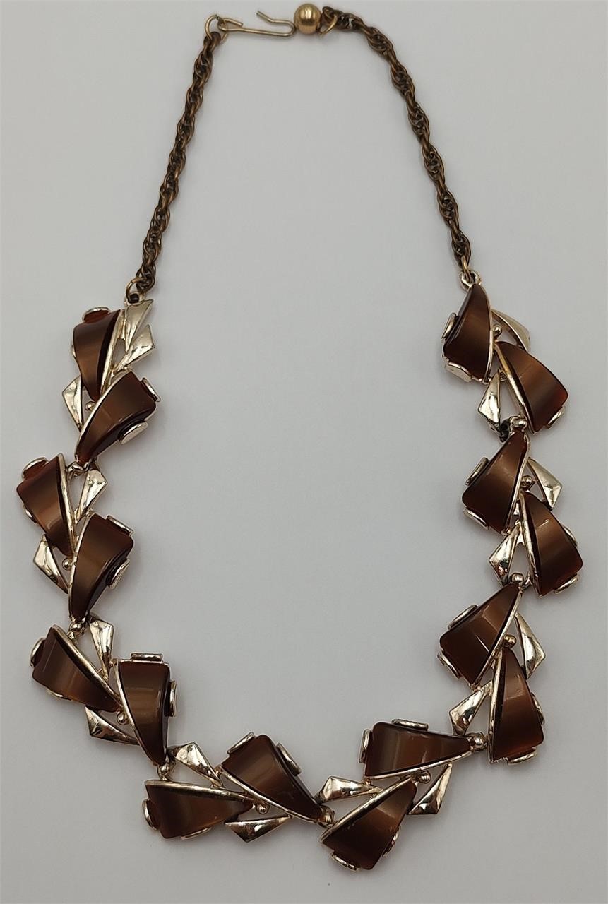 ART Signed Brown 17" Thermoset Necklace