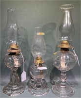 OLD RUBY LAMP & 2 VARIOUS OIL LAMPS