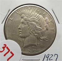 1927 Peace Silver dollar.