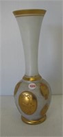 Bristol Glass vase with gold colored medallion