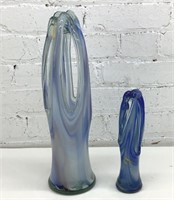 15" & 9” art glass vases