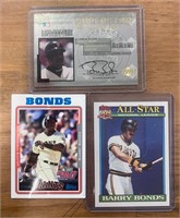 Lot of 3 1991-2005 Barry Bonds MLB cards